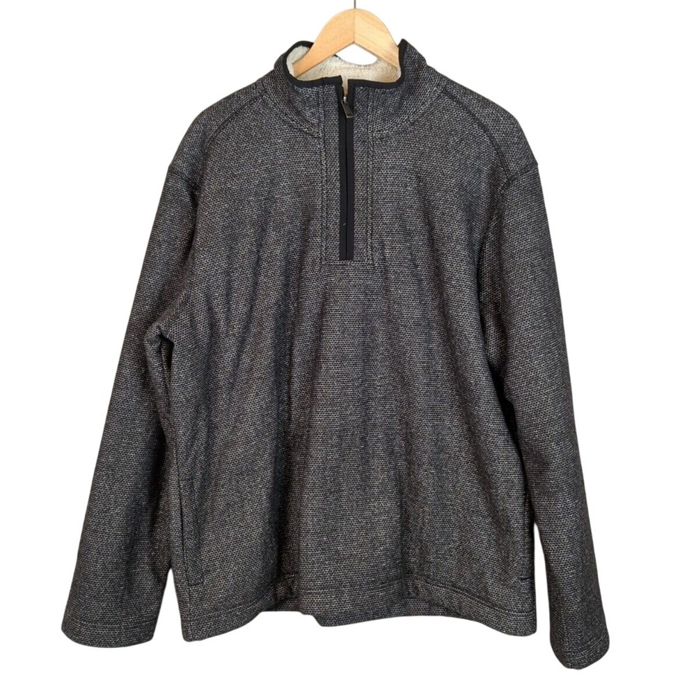 Orvis Classic Collection Mens 1/4 Zip Pullover Fleece Sherpa Lined Size XL Gray